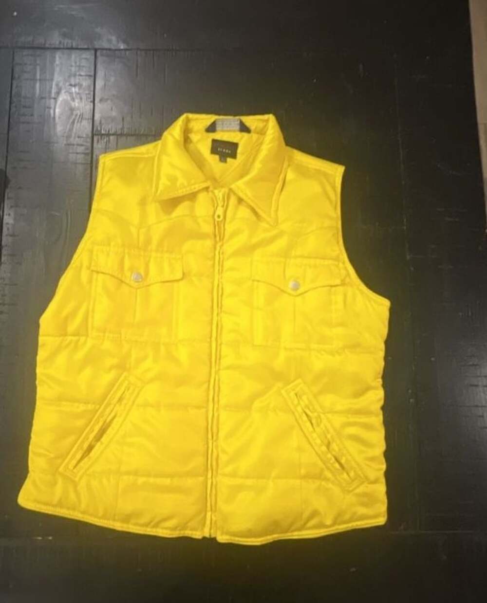 Tommy Jeans Vintage Puffer Vest Size L Yellow Insulated Full Zip